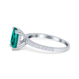 Art Deco Radiant Cut Engagement Ring Simulated Paraiba Tourmaline CZ 925 Sterling Silver