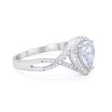 Teardrop Wedding Promise Ring Infinity Round Simulated CZ 925 Sterling Silver