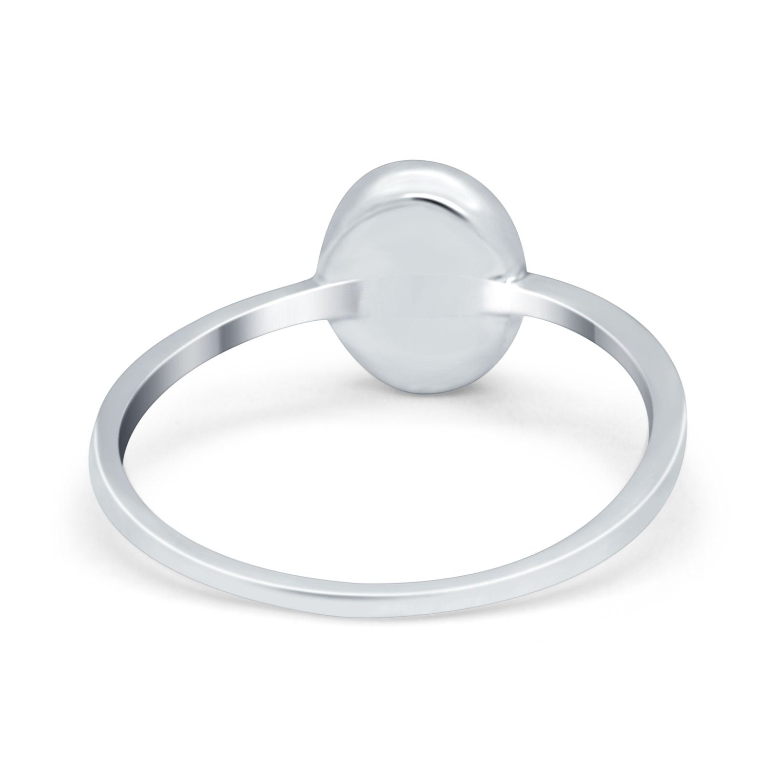Solitaire Oval Thumb Ring Simulated Moonstone CZ Stone 925 Sterling Silver