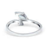 Fashion Ring Marquise Lab Created White Opal 925 Sterling Silver