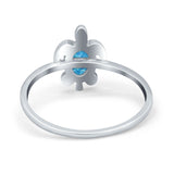 Turtle Ring Lab Created Blue Opal 925 Sterling Silver