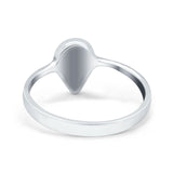 Solitaire Teardrop Pear Ring Lab Created White Opal 925 Sterling Silver