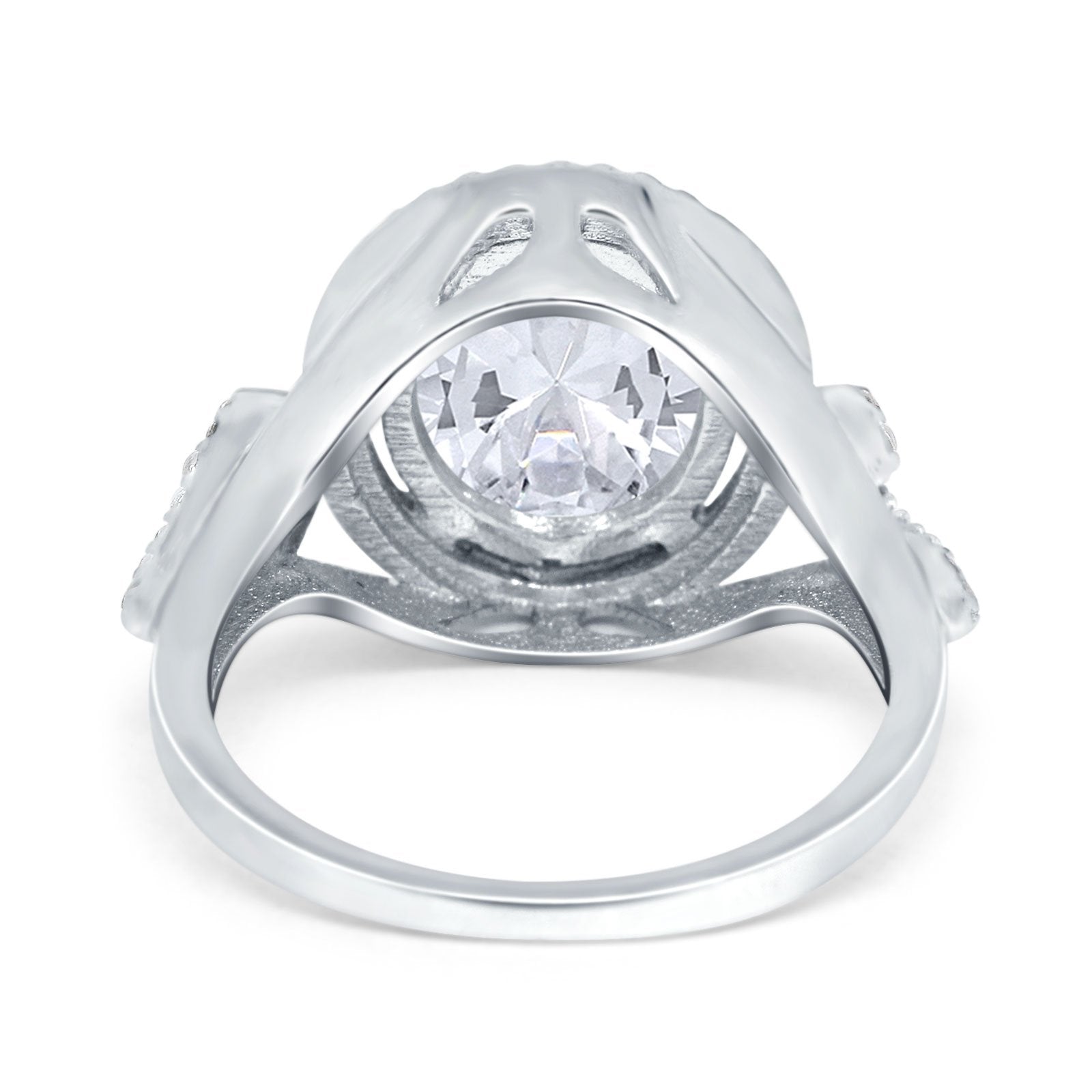 Oval Accent Wedding Engagement Ring Simulated Cubic Zirconia 925 Sterling Silver