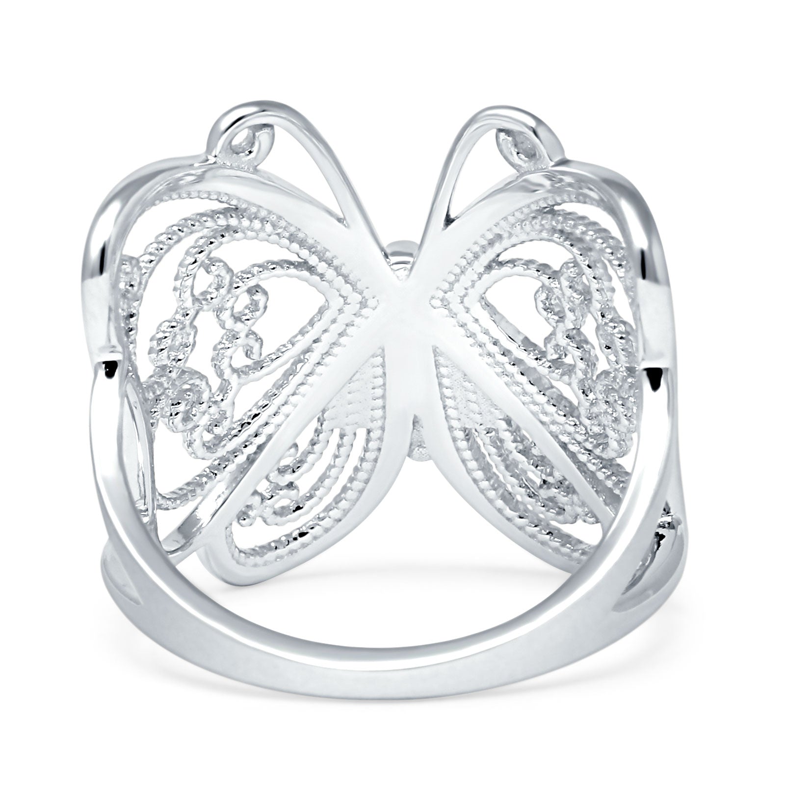 Filigree Design Butterfly Fashion Ring 925 Sterling Silver Wholesale