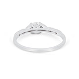 Petite Dainty Art Deco Wedding Ring Round Simulated CZ 925 Sterling Silver
