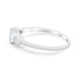 Petite Dainty Fashion Created White Opal Thumb Ring 925 Sterling Silver