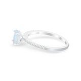 Solitaire Accent Wedding Ring Lab Created White Opal 925 Sterling Silver