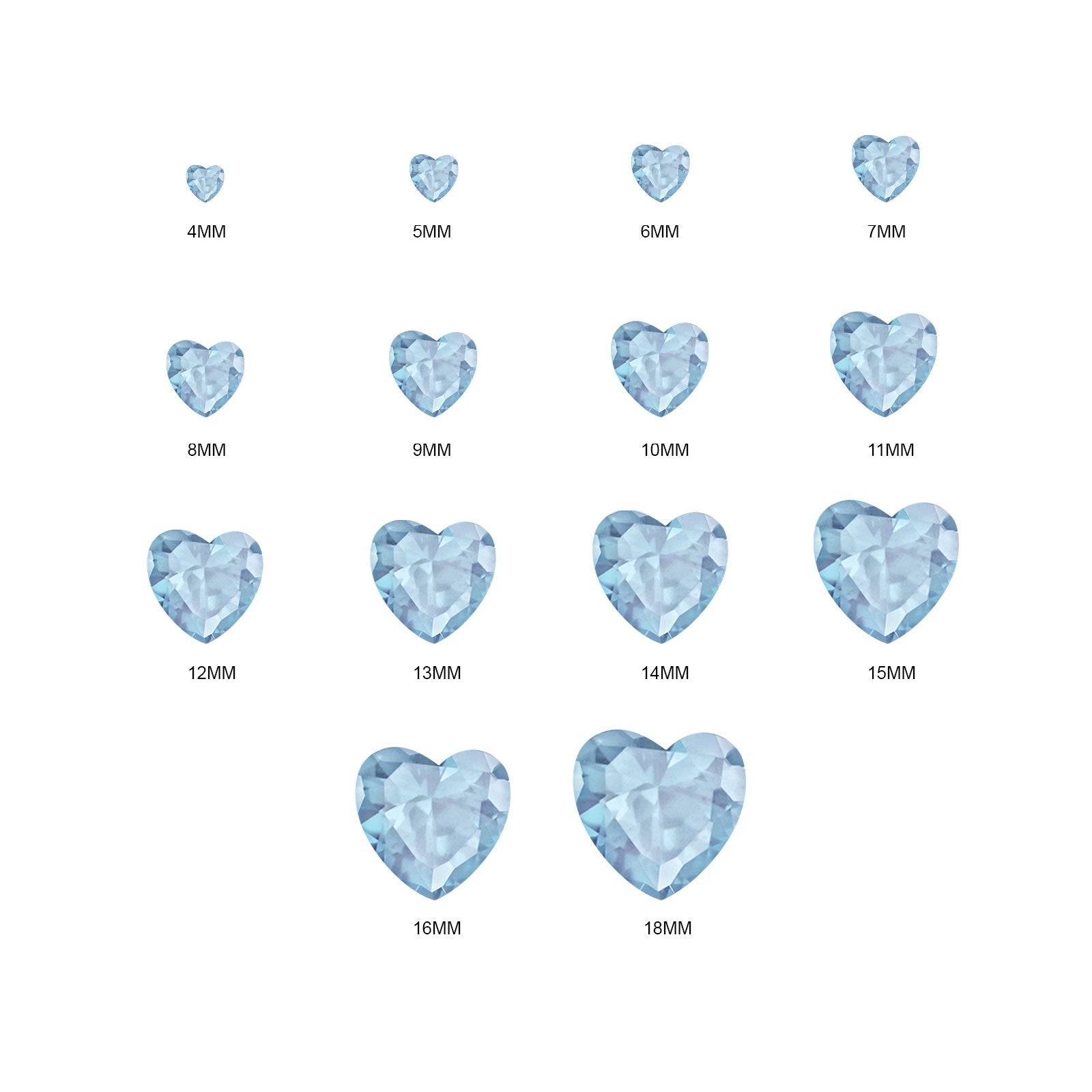 (Pack of 5) Heart Simulated Aquamarine CZ