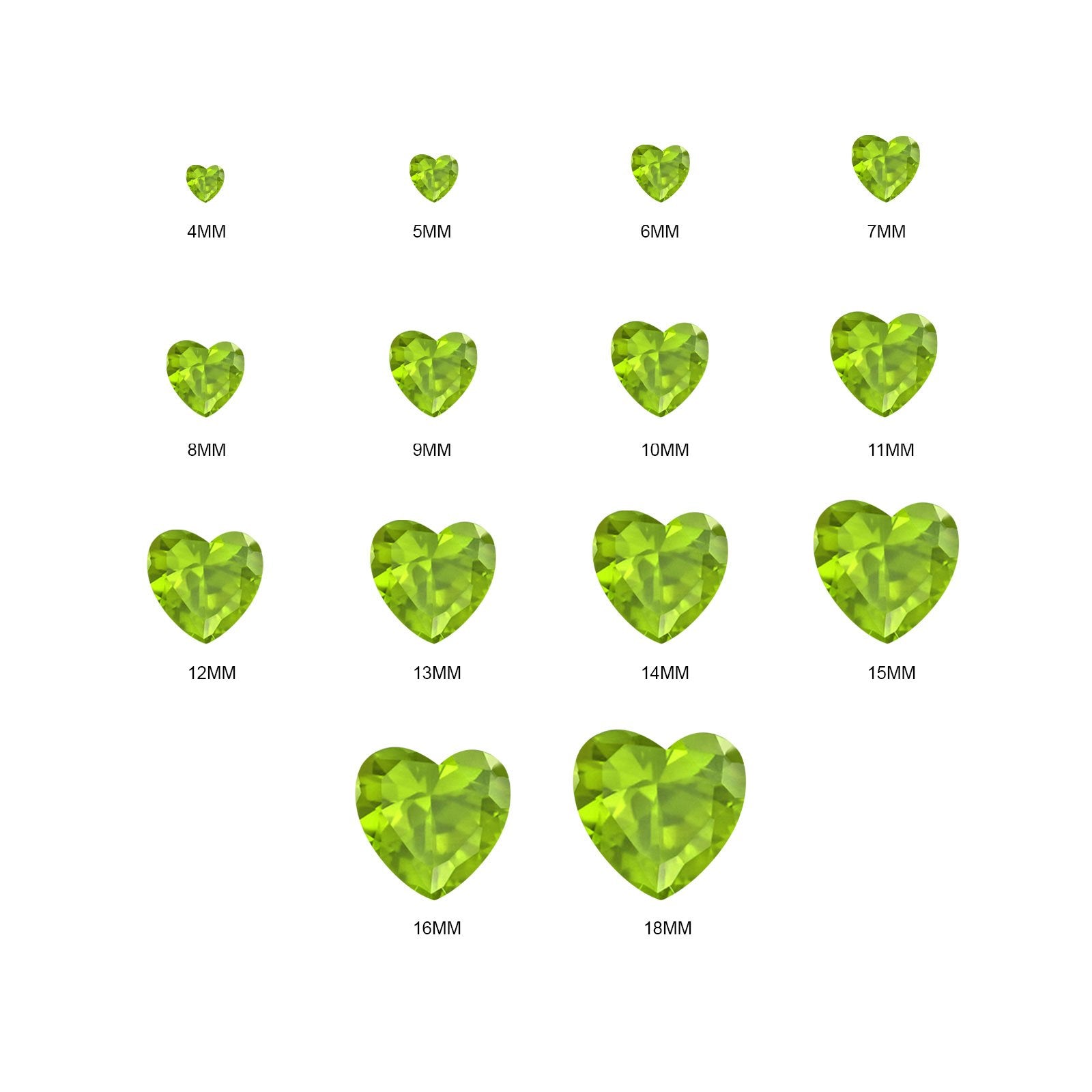 (Pack of 5) Heart Simulated Peridot CZ