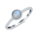 Petite Dainty Ring Solitaire Round Simulated Moonstone CZ 925 Sterling Silver