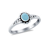 Bali Design Oxidized Style Simulated Larimar CZ Ring 925 Sterling Silver
