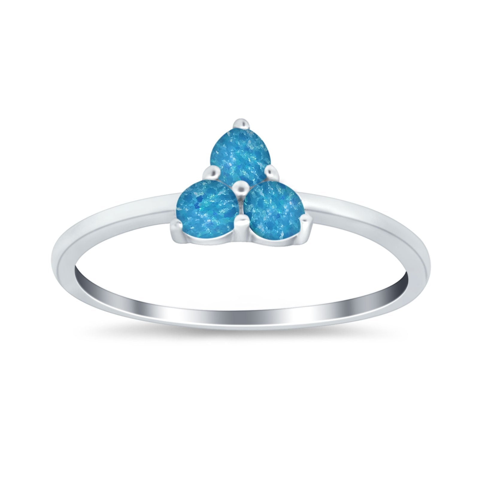 Fashion Thumb Ring Round Lab Created Blue Opal 925 Sterling Silver