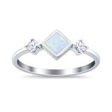 Fashion Thumb Ring Square Lab Created White Opal 925 Sterling Silver