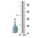Pear Shape Larimar Charm Pendant 925 Sterling Silver (21.5mm)