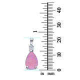 Pear Shape Lab Created Pink Opal Charm Pendant 925 Sterling Silver (21.5mm)
