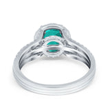 Halo Engagement Ring Accent Dazzling Simulated Paraiba Tourmaline CZ 925 Sterling Silver