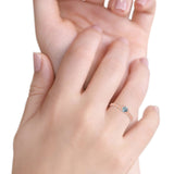 14K Rose Gold 0.33ct Round Petite Dainty Art Deco 4mm G SI Natural Aquamarine Diamond Engagement Wedding Ring Size 6.5