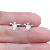 Turtle Pear Shape Created White Opal Solid 925 Sterling Silver (8.5mm)