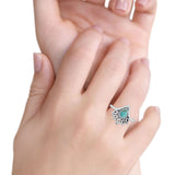 Chevron Midi Thumb Ring Band Pear Round Simulated Turquoise CZ 925 Sterling Silver