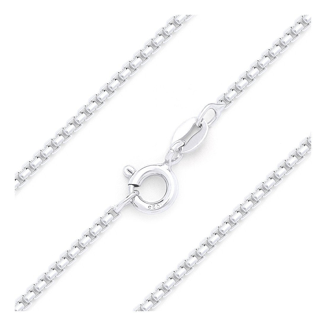 1.2MM Box Chain .925 Solid Sterling Silver Sizes 16"-30" Inch
