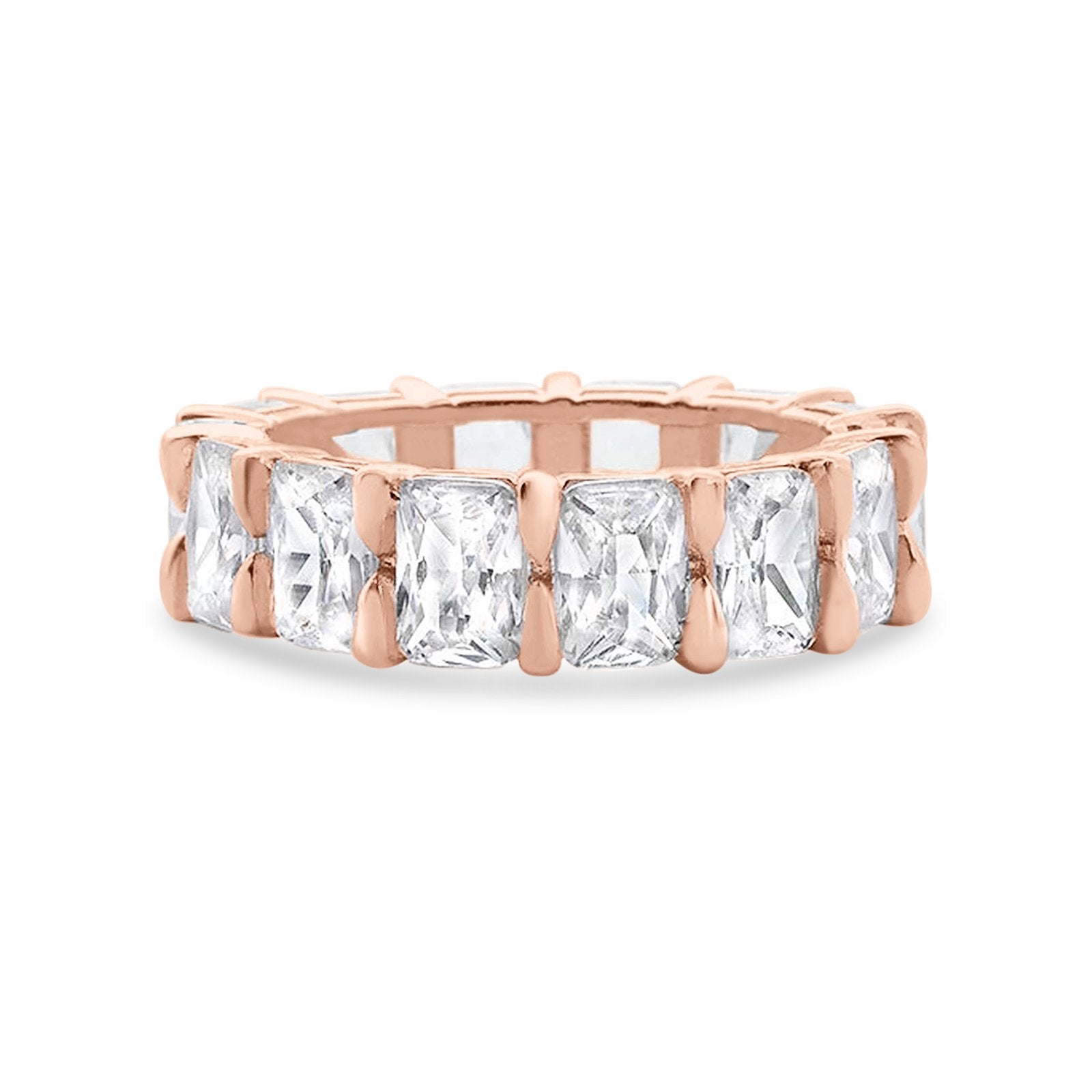 Eternity Stackable Band Rose Tone, Simulated CZ 925 Sterling Silver Ring