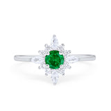 Cluster Wedding Ring Marquise Simulated Green Emerald CZ 925 Sterling Silver