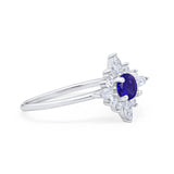 Cluster Wedding Ring Marquise Simulated Blue Sapphire CZ 925 Sterling Silver