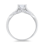 Engagement Ring Princess Cut Round Simulated CZ 925 Sterling Silver