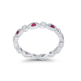 Eternity Stackable Wedding Marquise Simulated Ruby CZ 925 Sterling Silver