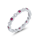 Eternity Stackable Wedding Marquise Simulated Ruby CZ 925 Sterling Silver