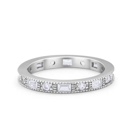 Full Eternity Rings Simulated CZ Wedding Ring 925 Sterling Silver