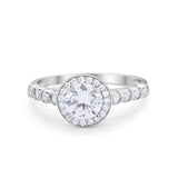 Vintage Style Wedding Ring Round Simulated CZ 925 Sterling Silver