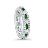 Full Eternity Rings Marquise Ring Simulated Green Emerald CZ 925 Sterling Silver