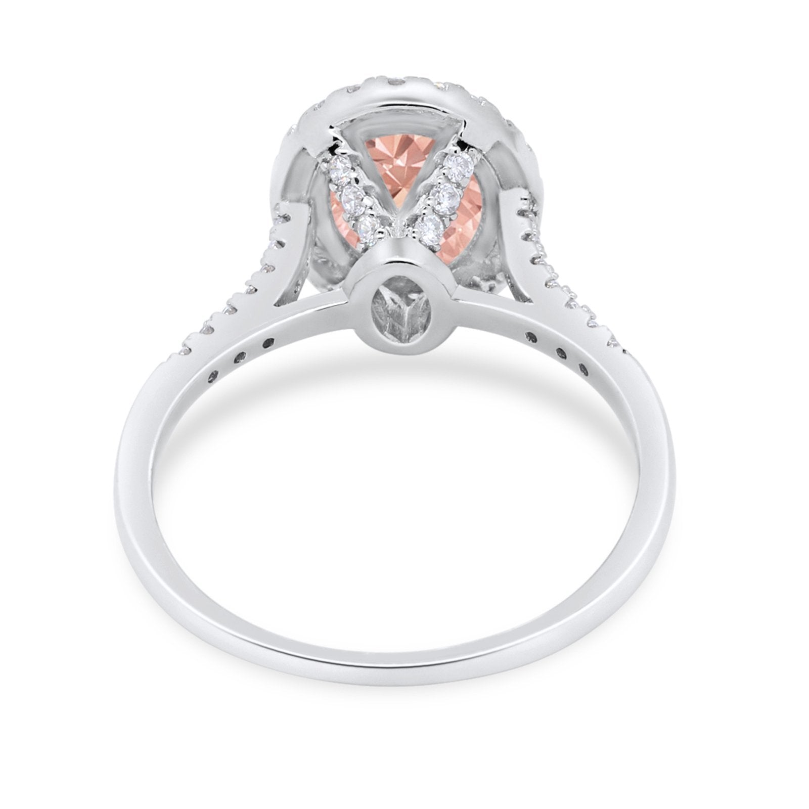 Art Deco Oval Wedding Bridal Ring Simulated Morganite CZ 925 Sterling Silver