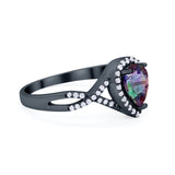 Teardrop Wedding Promise Ring Infinity Black Tone, Simulated Rainbow CZ 925 Sterling Silver