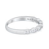 Half Eternity Wedding Band Round Simulated Cubic Zirconia 925 Sterling Silver