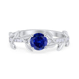 Floral Wedding Bridal Ring Simulated Blue Sapphire CZ 925 Sterling Silver