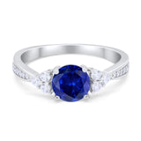Art Deco Engagement Bridal Ring Simulated Blue Sapphire CZ 925 Sterling Silver