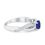 Infinity Shank Engagement Ring Simulated Blue Sapphire CZ 925 Sterling Silver