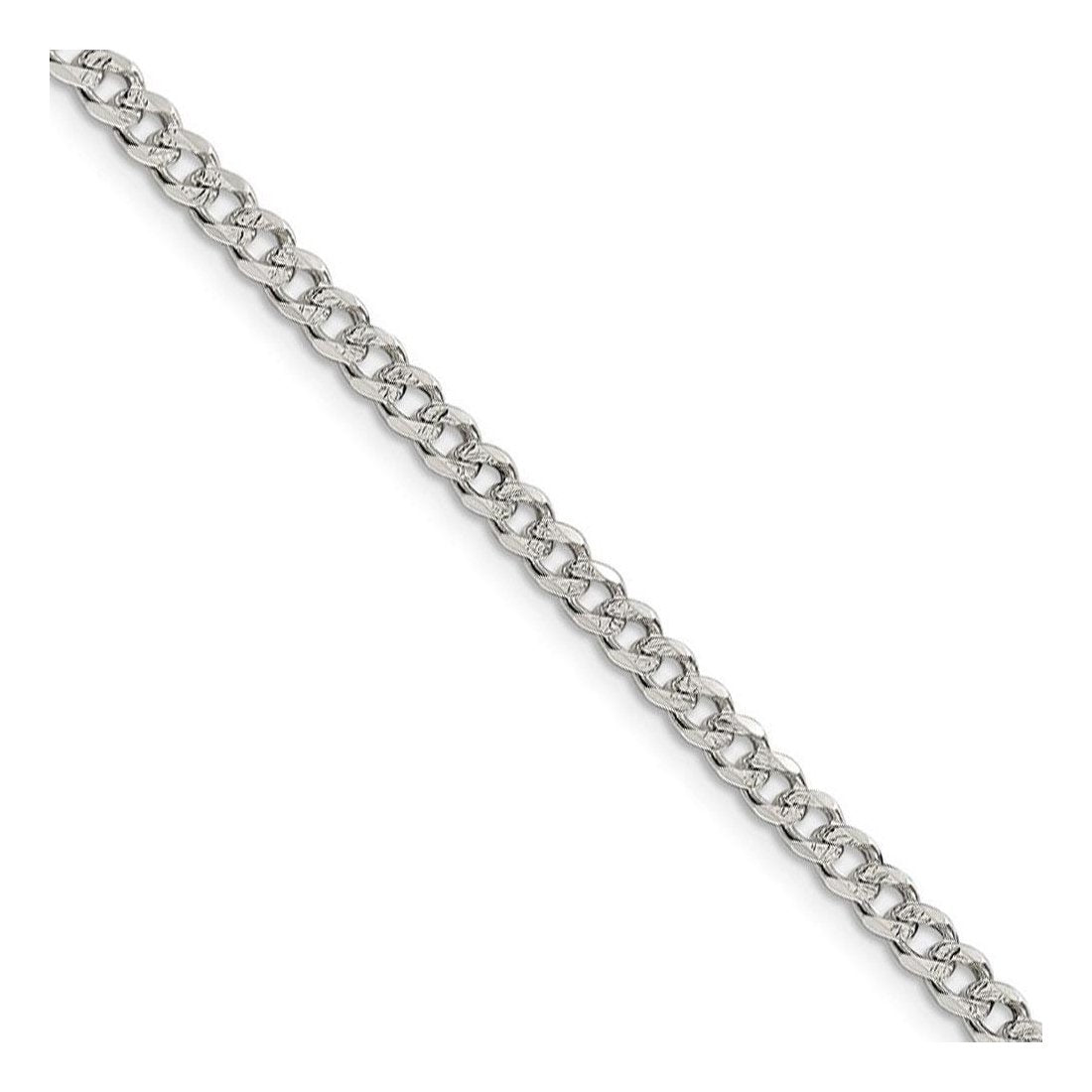 6MM 150 Pave Curb Chain .925 Solid Sterling Silver Available In 8"-30" Inches