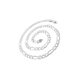 6.2MM 150 Pave Figaro Chain .925 Solid Sterling Silver Available In 7"-30" Inches