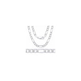 4MM 100 Pave Figaro Chain .925 Solid Sterling Silver Available In 8"-30" Inches