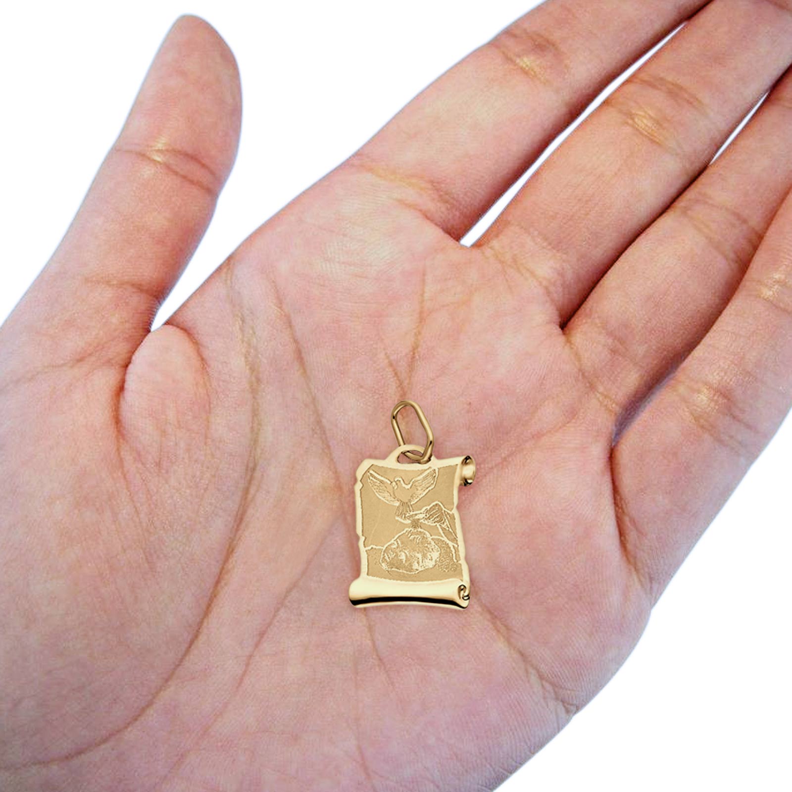 Yellow Gold 14K Real Religious Baptism Charm Pendant 16mmX12mm 0.5grams