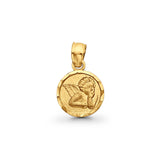 Religious Blessed Angel Charm Pendant 14k Real Yellow Gold 12mmx10mm