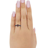 Irish Claddagh Heart Promise Ring Black Tone, Lab Created Black Opal 925 Sterling Silver