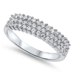 Half Eternity Band Round Cubic Zirconia 925 Sterling Silver Engagement Ring