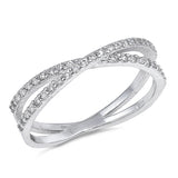 Infinity Crisscross Ring  Simulated Cubic Zirconia 925 Sterling Silver