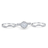 Three Piece Engagement Ring Band Simulated CZ 925 Sterling Silver