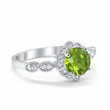 Floral Art Wedding Ring Simulated Peridot Cubic Zirconia 925 Sterling Silver