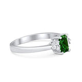 Radiant Cut Engagement Ring 925 Sterling Silver Simulated Green Emerald CZ